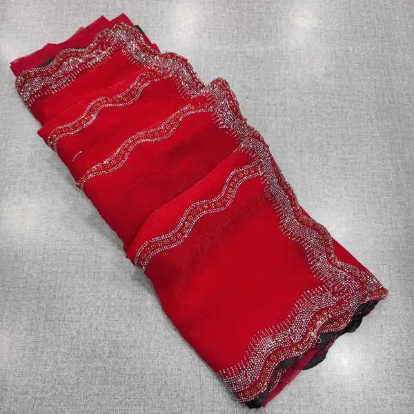 Fendy chiffon saree with full Stone work | SR230